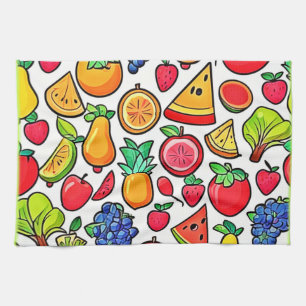 Vibrant Fruit Pattern Tea Towel