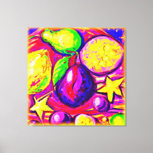 Vibrant Fruits and Stars. Buy Now Canvas Print