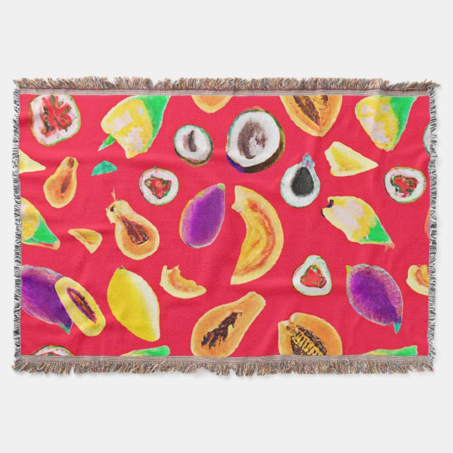 Vibrant Fruity Delight Pattern Throw Blanket (Front)