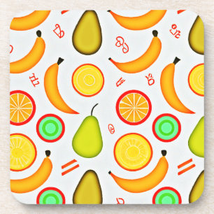 Vibrant Fruity Kaleidoscope Pattern Coaster