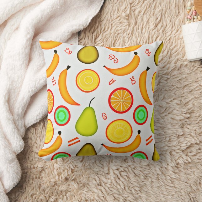 Vibrant Fruity Kaleidoscope Pattern Cushion (Blanket)