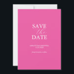 Vibrant Fuchsia Pink Save The Date Invitation<br><div class="desc">Announce your engagement with this minimal save the date card. It features a mix of classic and script typography in white over a vibrant fuchsia pink background. Use the template fields to personalise with your name and wedding date. Even customise the colours to suit your desired wedding theme. Choose from...</div>