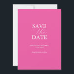 Vibrant Fuchsia Pink Save The Date Invitation<br><div class="desc">Announce your engagement with this minimal save the date card. It features a mix of classic and script typography in white over a vibrant fuchsia pink background. Use the template fields to personalise with your name and wedding date. Even customise the colours to suit your desired wedding theme. Choose from...</div>