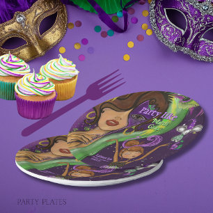 Vibrant Fun Mardi Gras Masquerade Paper Plate