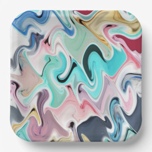 Vibrant Fusion, multicolor Artistic Party  Paper P Plate