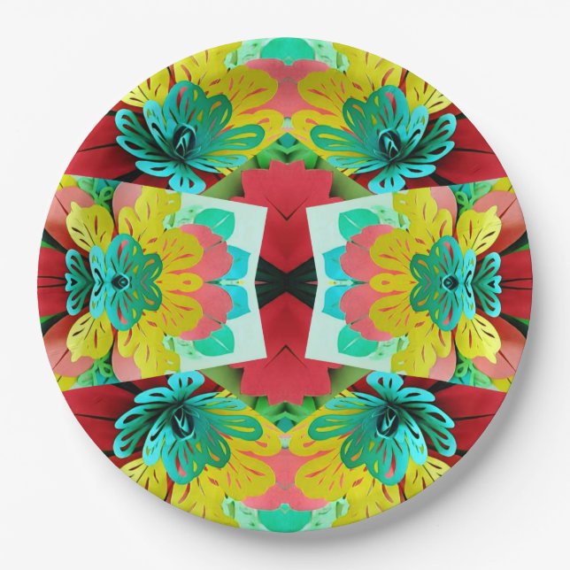 Vibrant Fusion, multicolor Artistic Party  Paper Plate (Front)