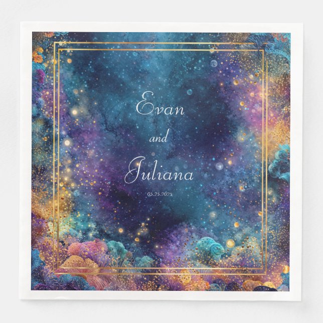 Vibrant Galaxy Wedding Napkins (Front)