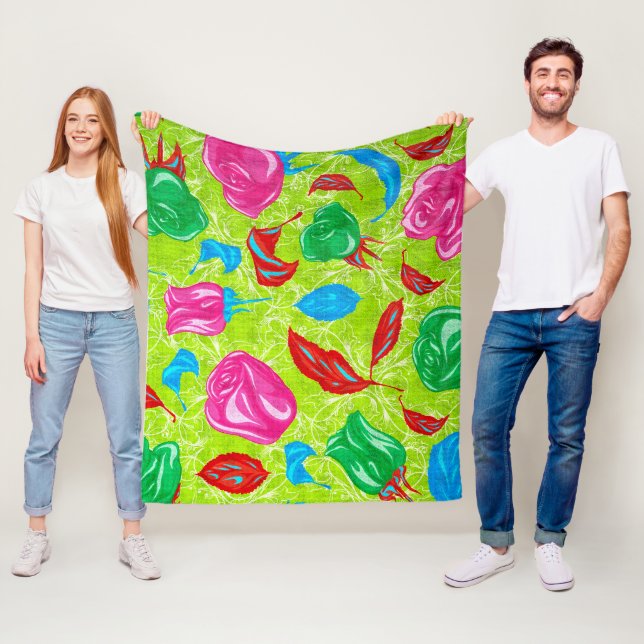 Vibrant Garden Bloom Fleece Blanket (In Situ)