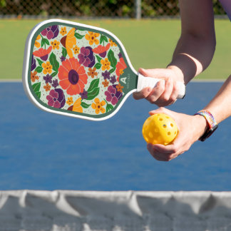 Vibrant Garden Floral Pattern Pickleball Paddle