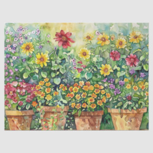 Vibrant Garden Floral Watercolor Decoupage Tissue Paper