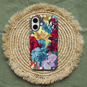 Vibrant garden monogram colourful vintage flowers iPhone 16 case