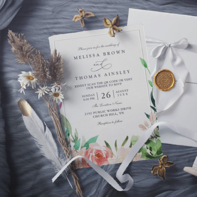 Vibrant Garden Rustic Colorful QR Code Wedding Invitation (Creator Uploaded)