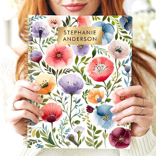 Vibrant Garden Watercolor Floral Custom Name Planner