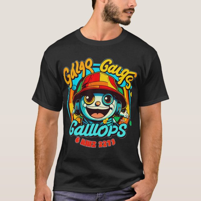 Vibrant Gauge Gallops Multi-Colour Typography Tee (Front)