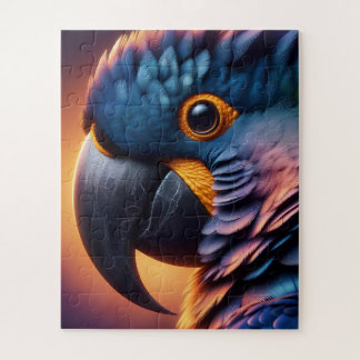 Vibrant Gaze: Macro Portrait of a Colourful Parrot Jigsaw Puzzle
