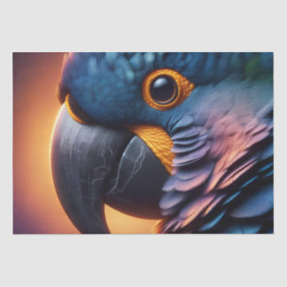 Vibrant Gaze: Macro Portrait of a Colourful Parrot Tissue Paper