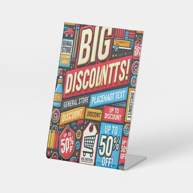 Vibrant General Store Discount Pedestal Sign (Front)