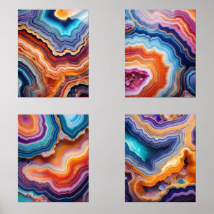 Vibrant Geode Art Set – Colorful Abstract Nature