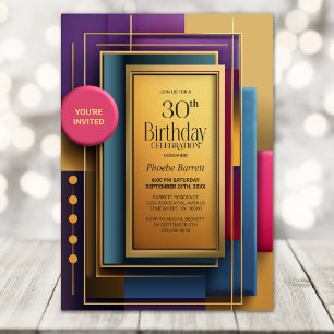 Vibrant Geometric 30th Birthday Party Invitation
