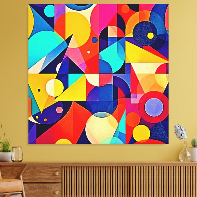 Vibrant Geometric Abstract Art Canvas Print (Insitu(LivingRoom))