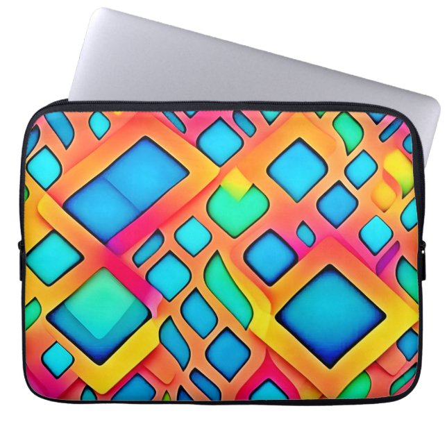 Vibrant Geometric Abstract Art Laptop Sleeve (Front)