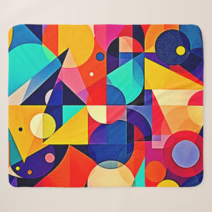 Vibrant Geometric Abstract Art Sherpa Blanket