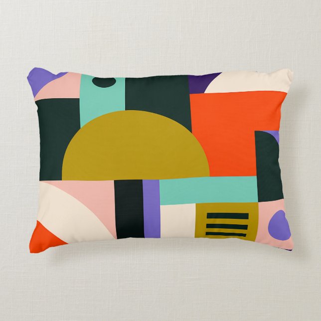 Vibrant Geometric Abstract Art with Bold Colours Decorative Cushion (Front)