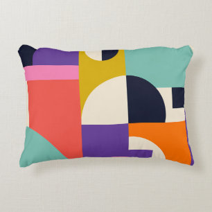 Vibrant Geometric Abstract Art with Bold Shapes Decorative Cushion