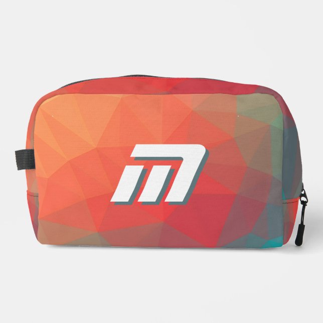 Vibrant Geometric Abstract Custom Monogram Dopp Kit (Front)
