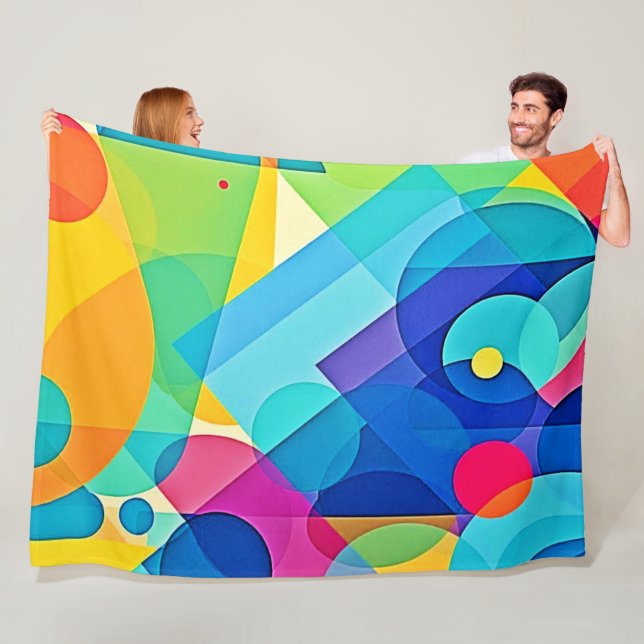 Vibrant Geometric Abstract Fleece Blanket (In Situ)