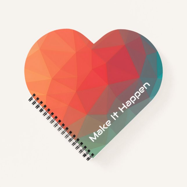 Vibrant Geometric Abstract Heart Custom Monogram Notebook (Front)