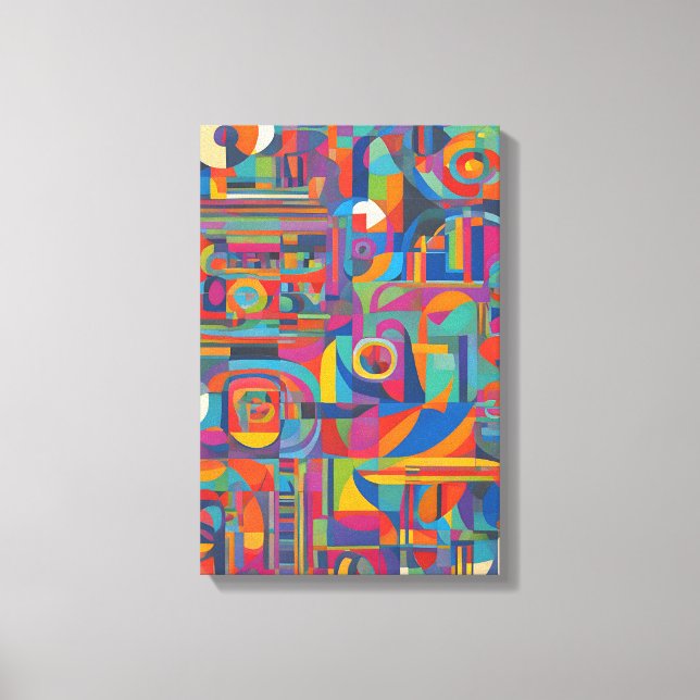 Vibrant Geometric Abstract Modern Colourful Art Canvas Print (Front)