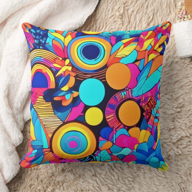 Vibrant Geometric Abstract Patterns Cushion (Blanket)