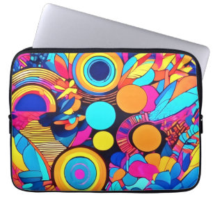 Vibrant Geometric Abstract Patterns Laptop Sleeve