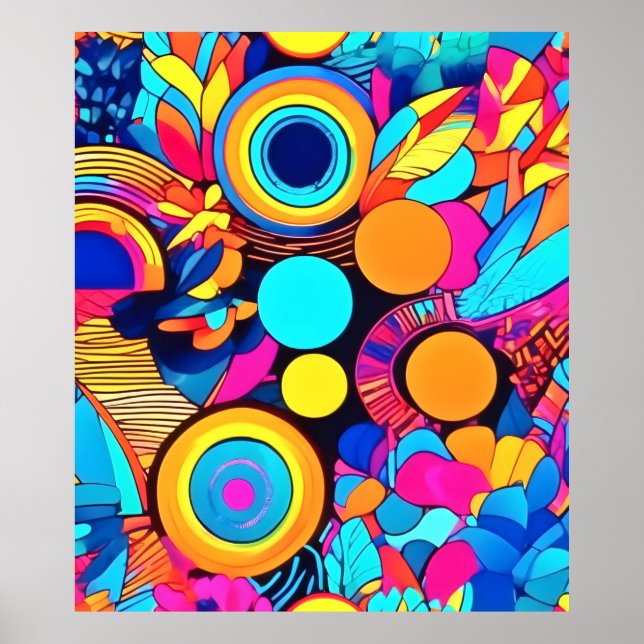 Vibrant Geometric Abstract Patterns Poster (Front)