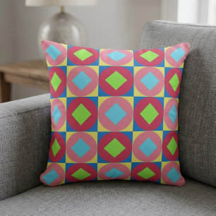 Vibrant Geometric Abstract Psychedelic Pattern Cushion