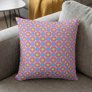 Vibrant Geometric Abstract Psychedelic Pattern Cushion