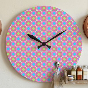 Vibrant Geometric Abstract Psychedelic Pattern Large Clock