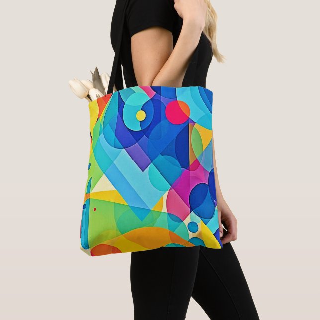 Vibrant Geometric Abstract Tote Bag (Close Up)