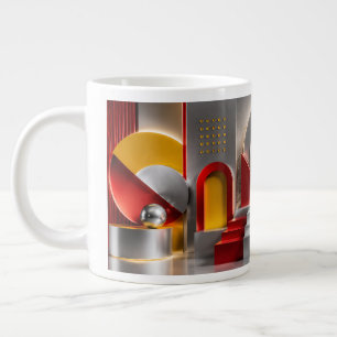 Vibrant Geometric Abstraction Metallic Spheres Art Large Coffee Mug