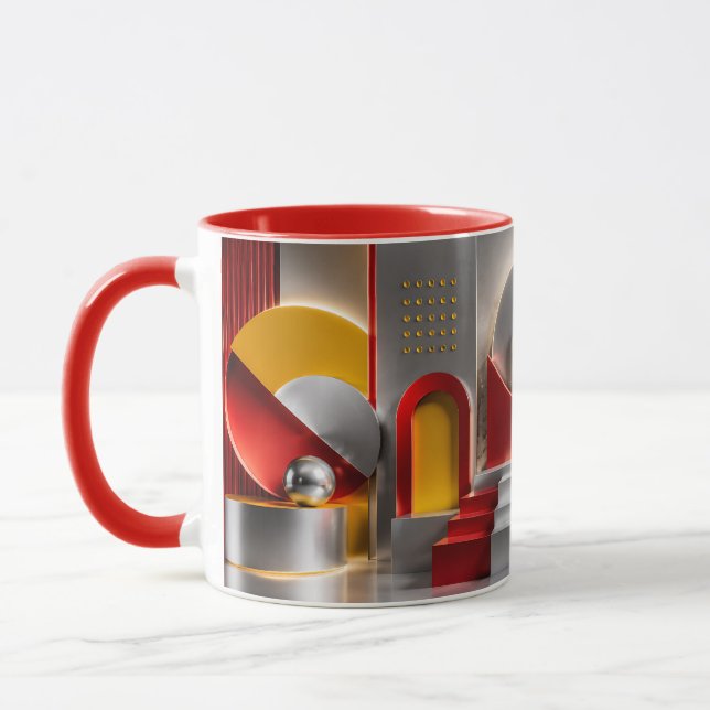 Vibrant Geometric Abstraction Metallic Spheres Art Mug (Left)