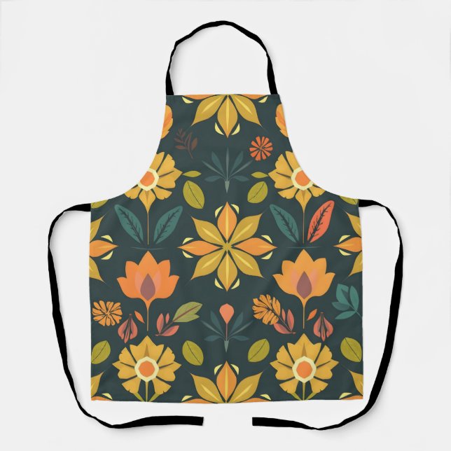 Vibrant Geometric Apron - Natural Elements Design (Front)