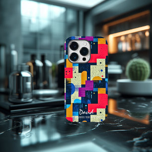 Vibrant Geometric Blocks with Custom Message Case-Mate iPhone 14 Pro Case