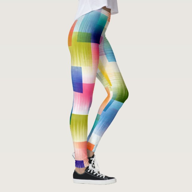 Vibrant Geometric Color Blocks with Soft Gradient  Leggings (Right)
