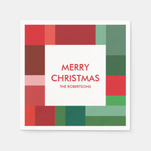 Vibrant Geometric Colour Block Christmas Holiday Napkin