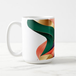 Vibrant Geometric Crystal And Ribbon Abstract Coffee Mug