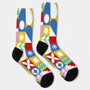 Vibrant Geometric Design  Socks