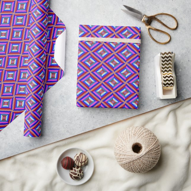 Vibrant Geometric Diamond Seamless pattern Wrapping Paper (Crafts)