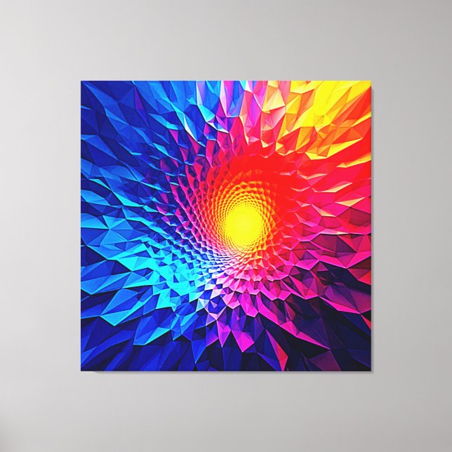Vibrant Geometric Energy Vortex Art Canvas Print (Front)