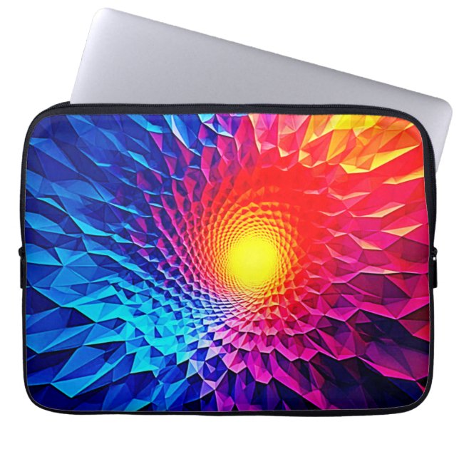 Vibrant Geometric Energy Vortex Art Laptop Sleeve (Front)